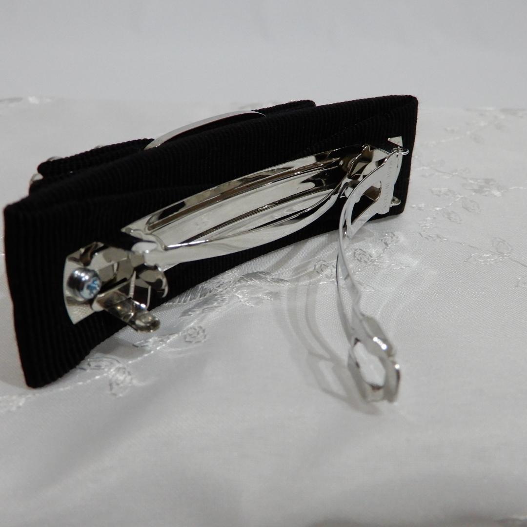 【極美品】フェラガモ　バレッタ　ヴァラ ラインストーン　黒　ヘアピン