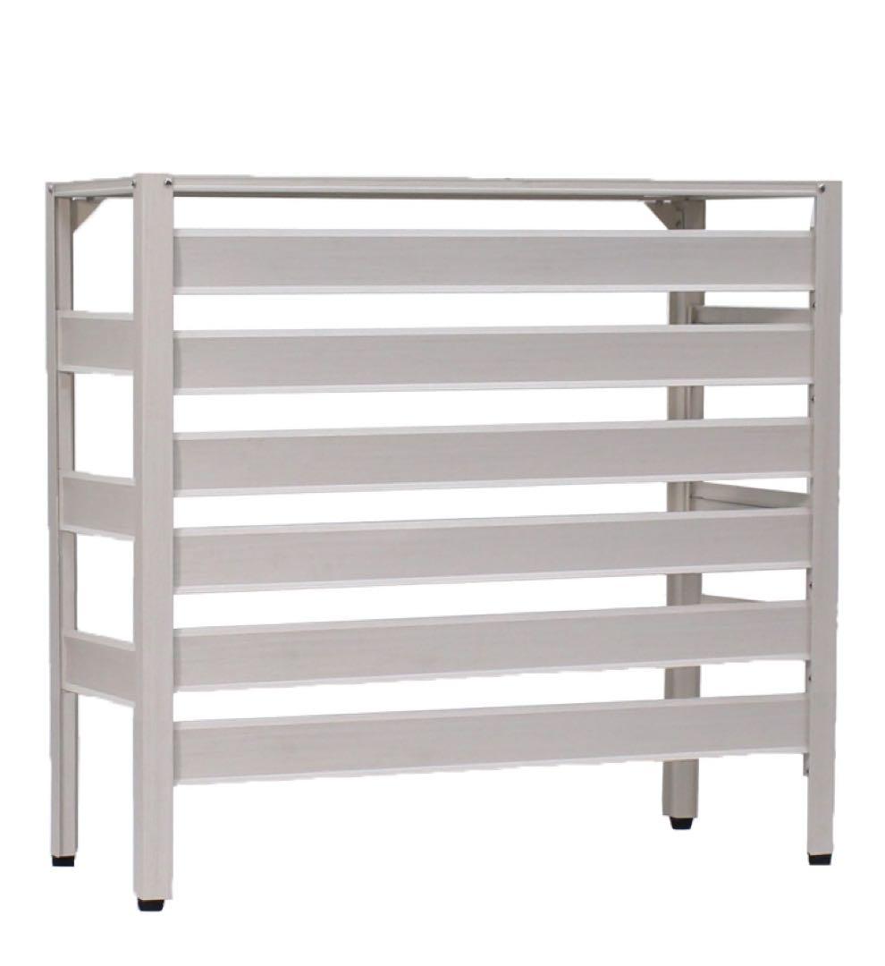 ALMAX エアコン室外機カバー 木目調ホワイト1080×390×945mm