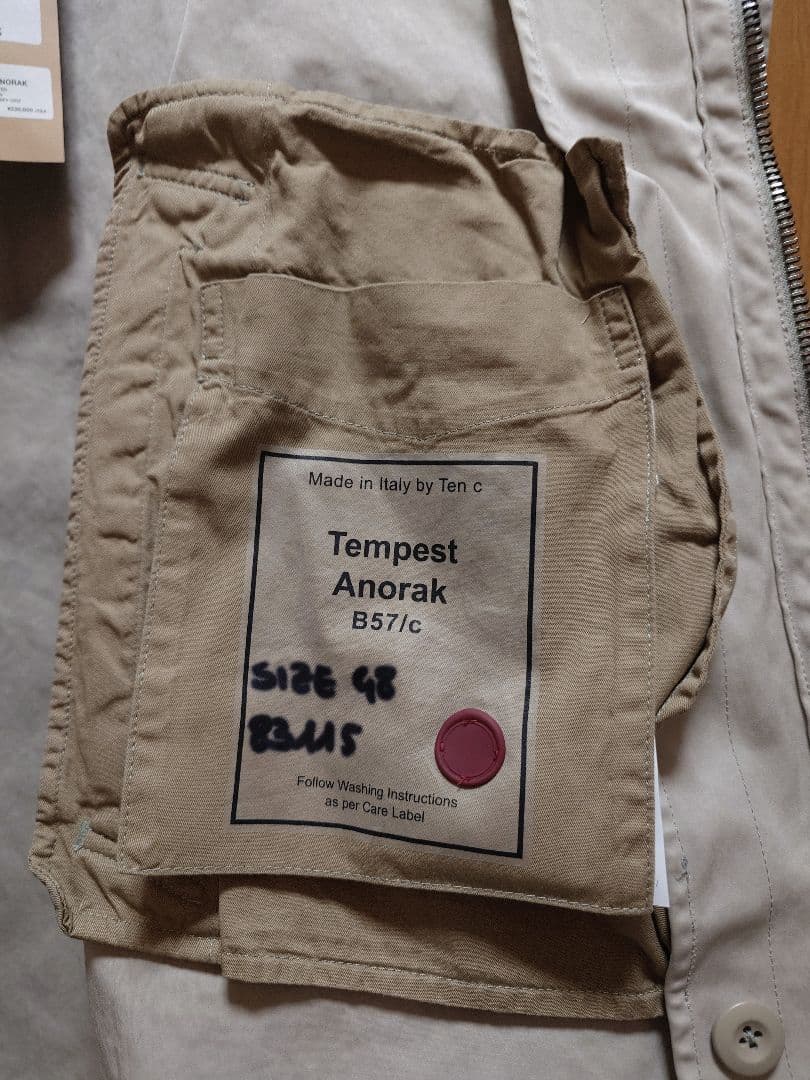 未使用 Ten c テンシー TEMPEST ANORAK 48 BEIGE