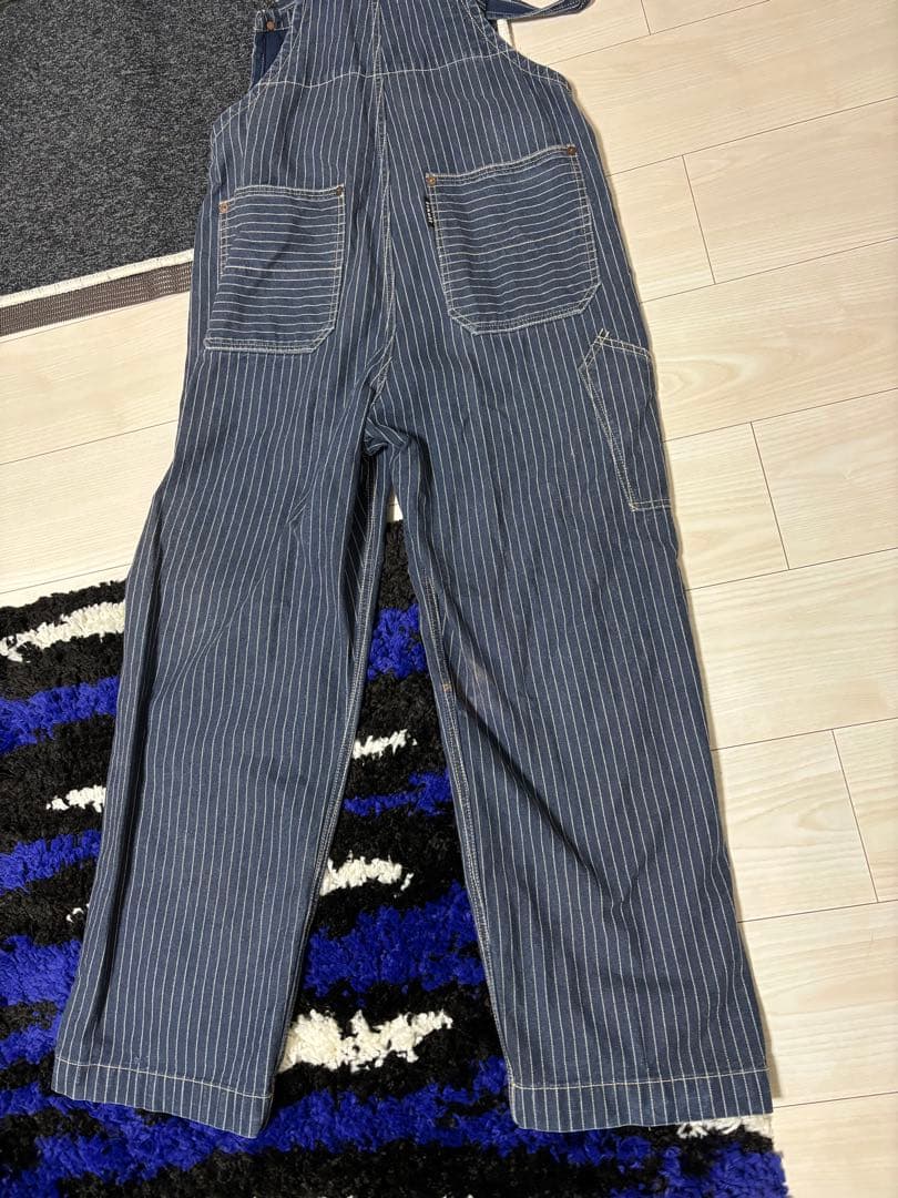 SCHOTT BROS. ストライプ オーバーオール ネイビー