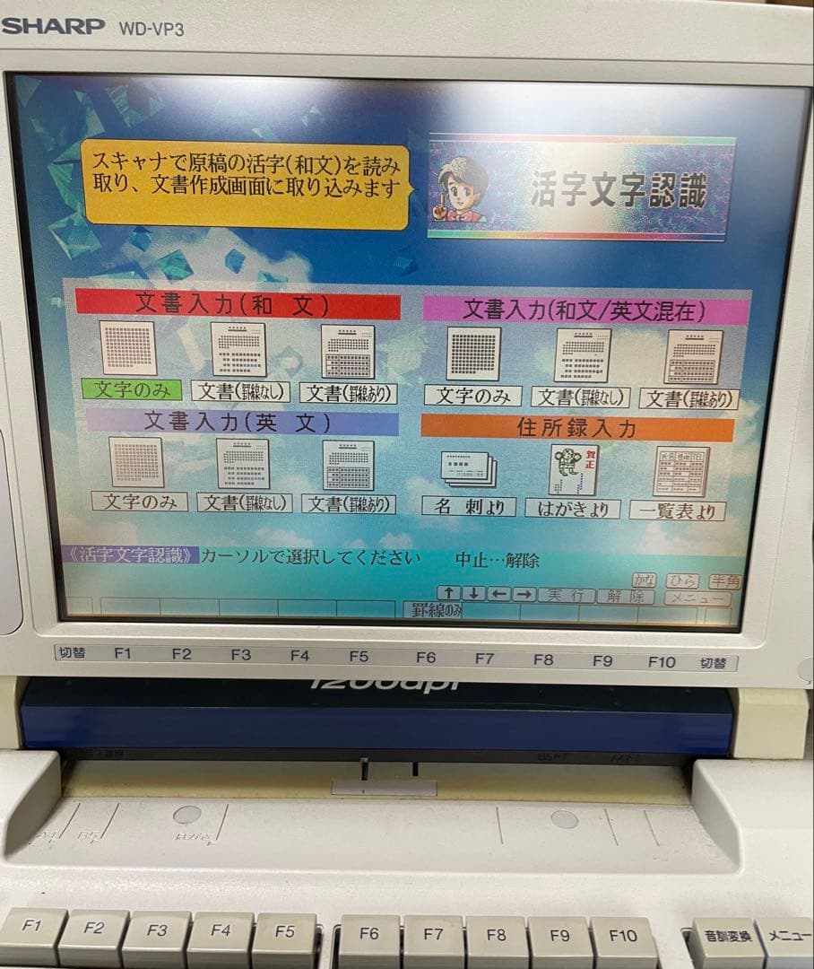 【最上位機種】SHARP シャープ WD-VP3カラーワープロ 書院