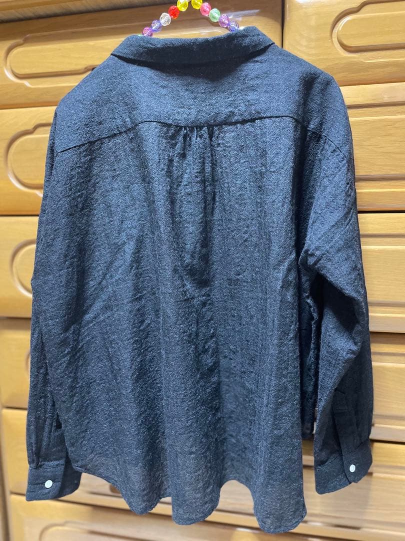 HUIS 遠州織物　ブラウス　ダークグレー 長袖ウォッシャブルウール