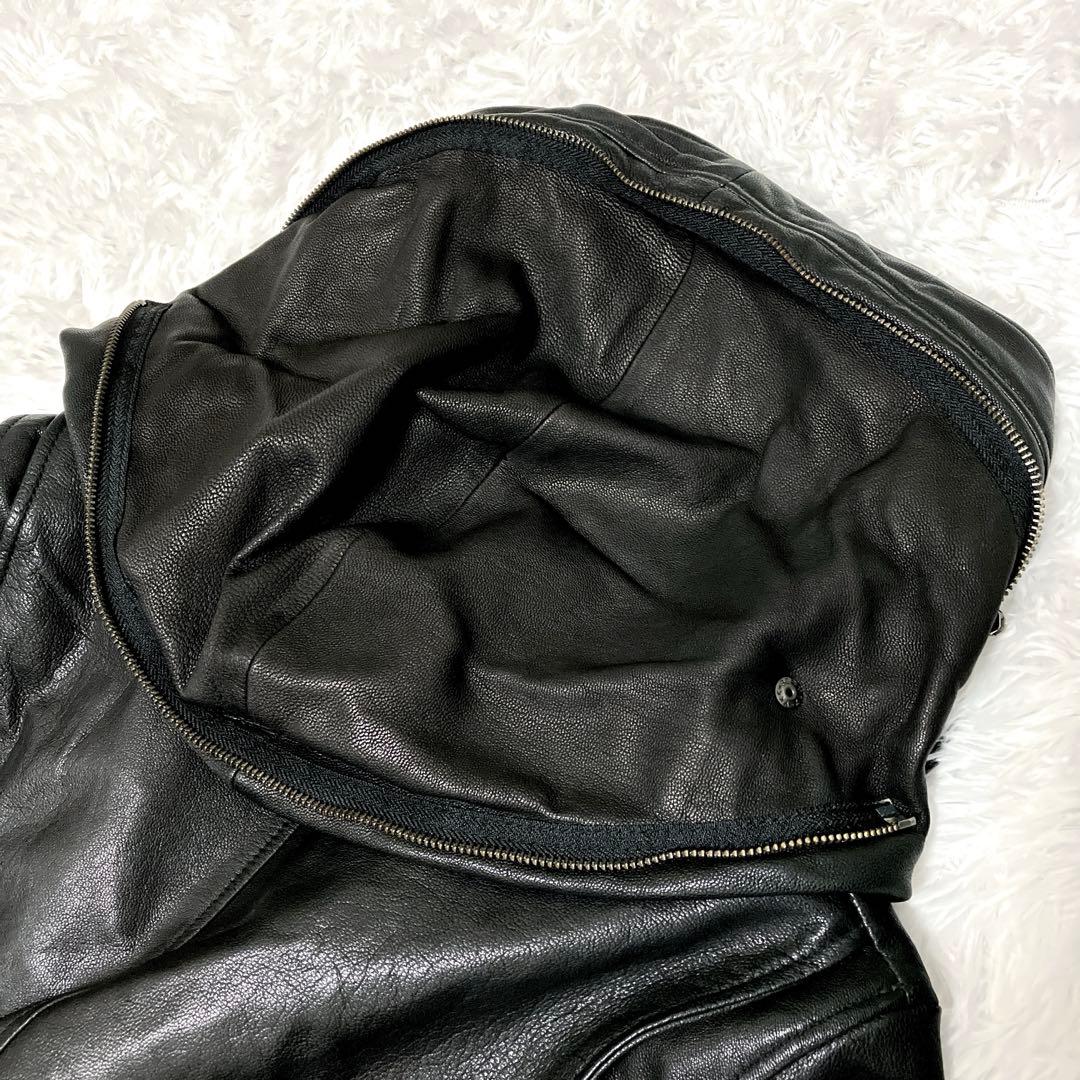キャサリンハムネットロンドン　フーデッドライダースレザージャケット　M　山羊革