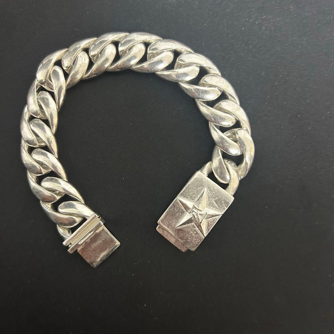 シルバー925 ツイスト星モチーフ チェーンブレスレット ★スター五芒星シンプル