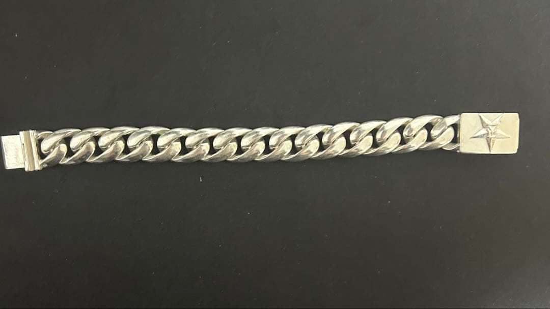 シルバー925 ツイスト星モチーフ チェーンブレスレット ★スター五芒星シンプル