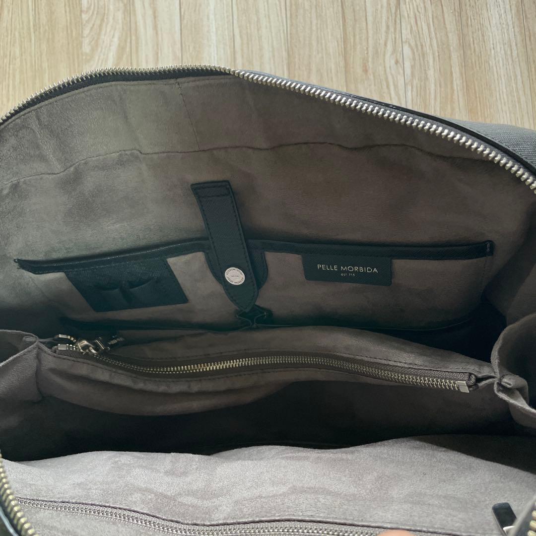 美品ペッレモルビダ ブリーフケース キャピターノ ブラック 専用ショルダー付き