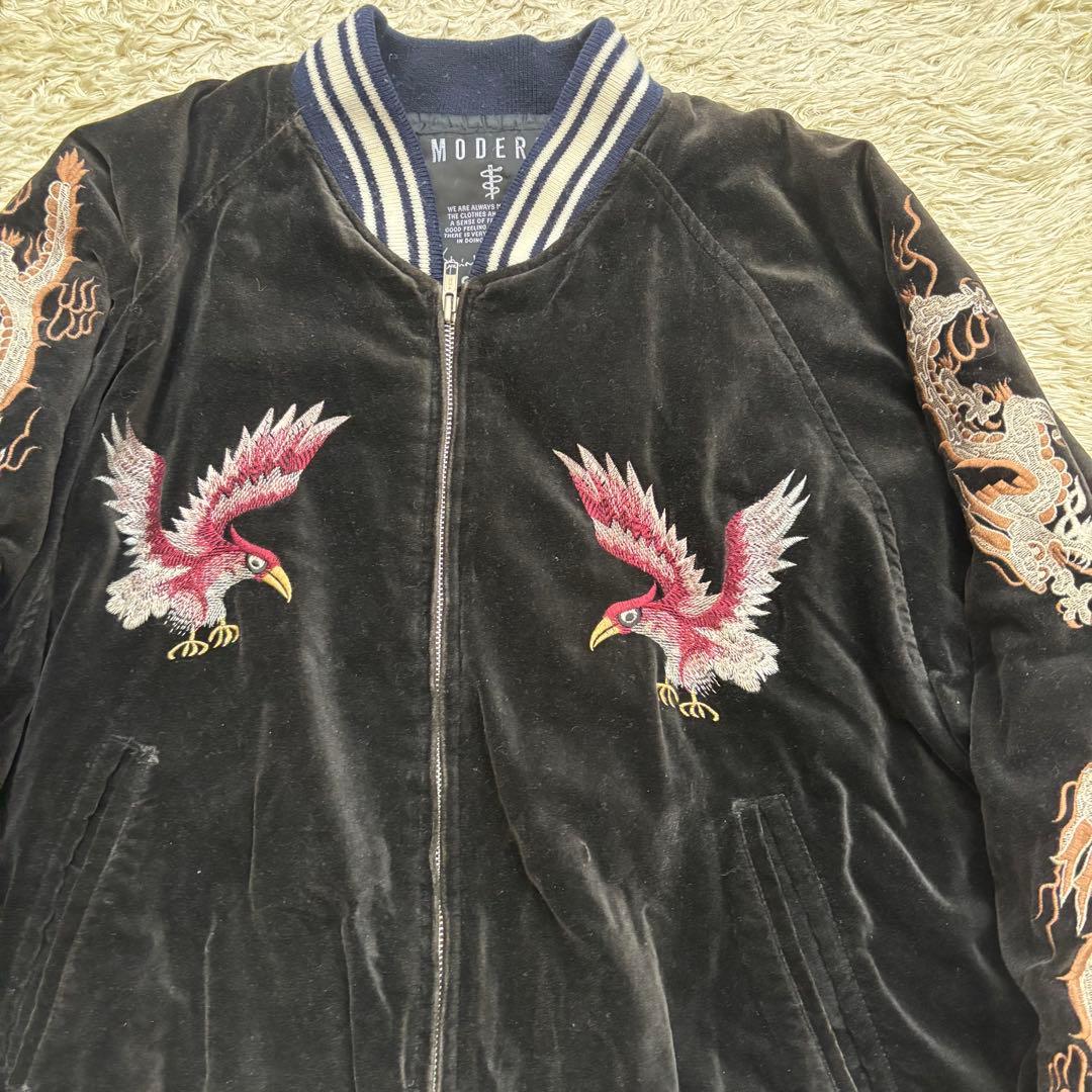 激レア　モダンボイス 鷹 日本 横須賀 刺繍 別珍 ベロア スカジャン 中綿