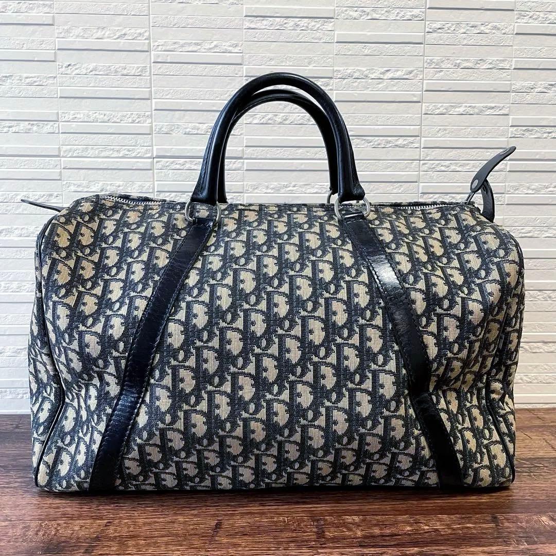 ディオール トロッター キャンバス × レザー ボストン ハンド バッグ.