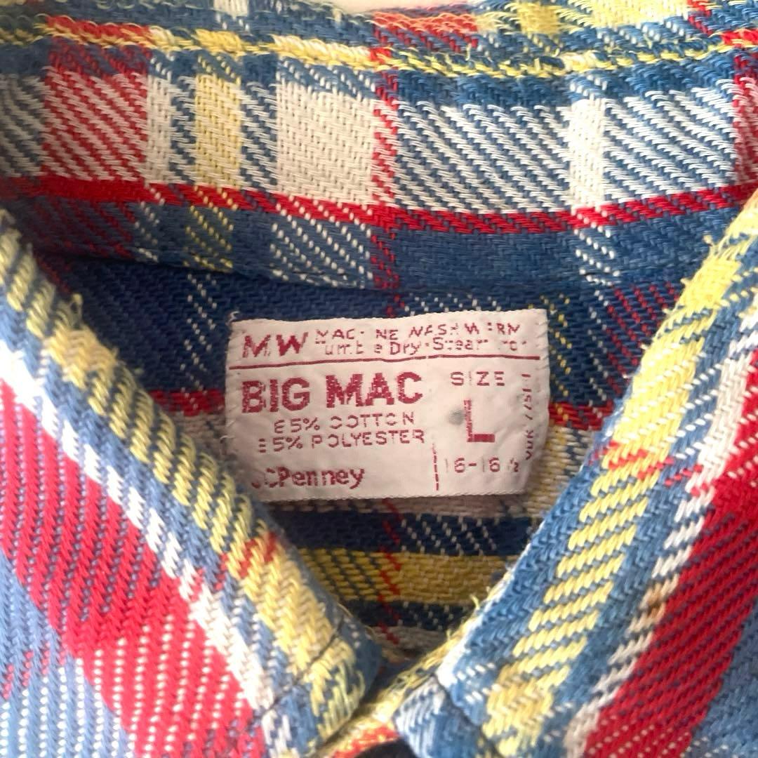 【三連休限定価格】BIG MAC 70s 単色タグ チェック柄ネルシャツ L