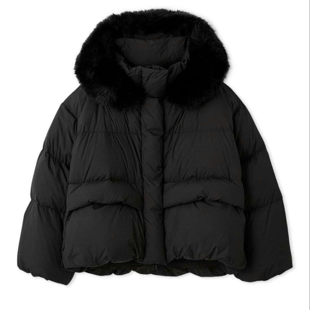 新品未使用 フードファーショートダウンコート　黒　FRAY I.D