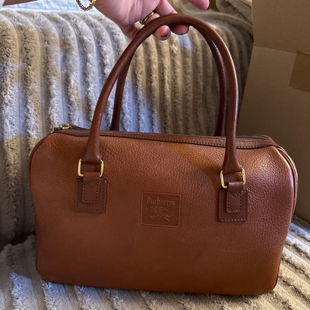 バーバリー 裏地ノバチェック ホースロゴ 自立 ハンドバッグ ミニボストンバッグ