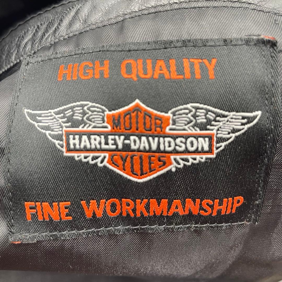 HARLEYDAVIDSON レザージャケット　シングルライダース　刺繍ロゴ M