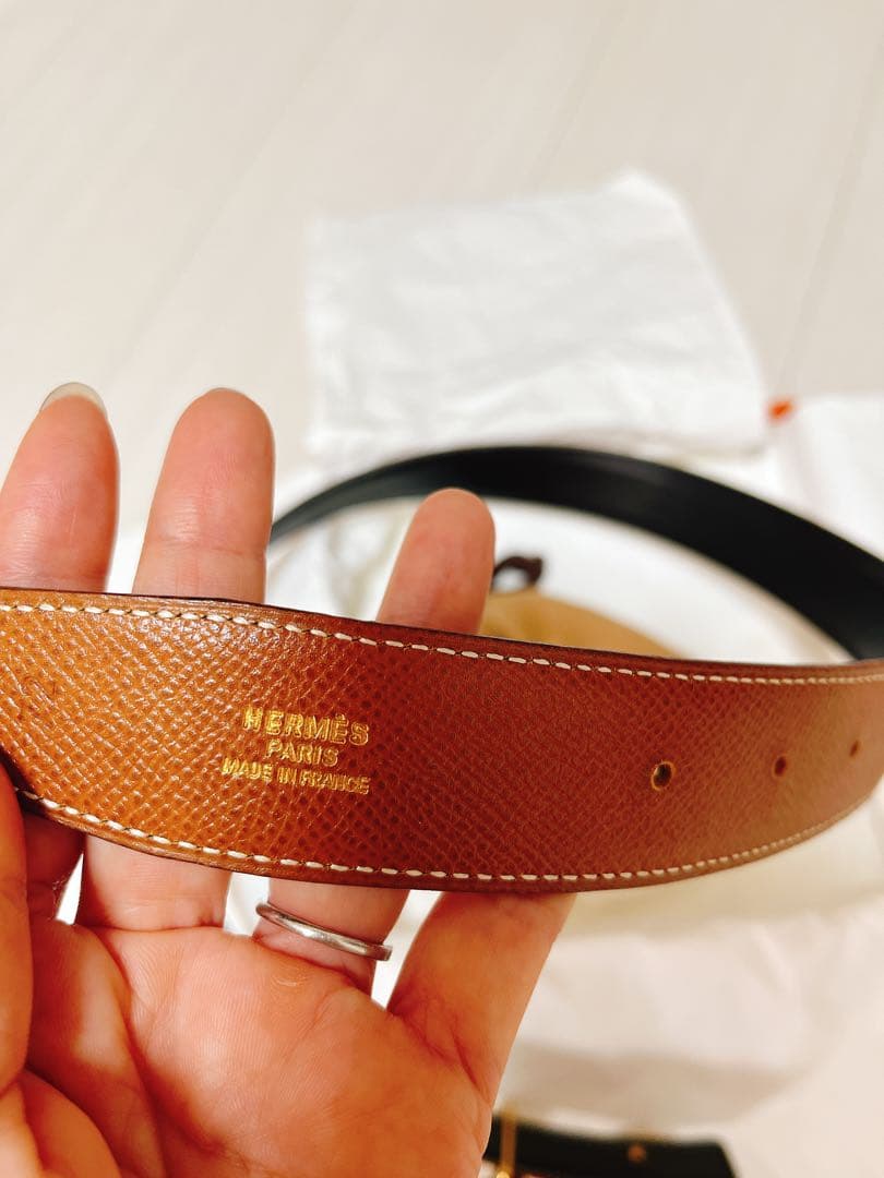 鑑定済み♡ 中古　HERMES リバーシブル　コンスタンス　レザーベルト 72