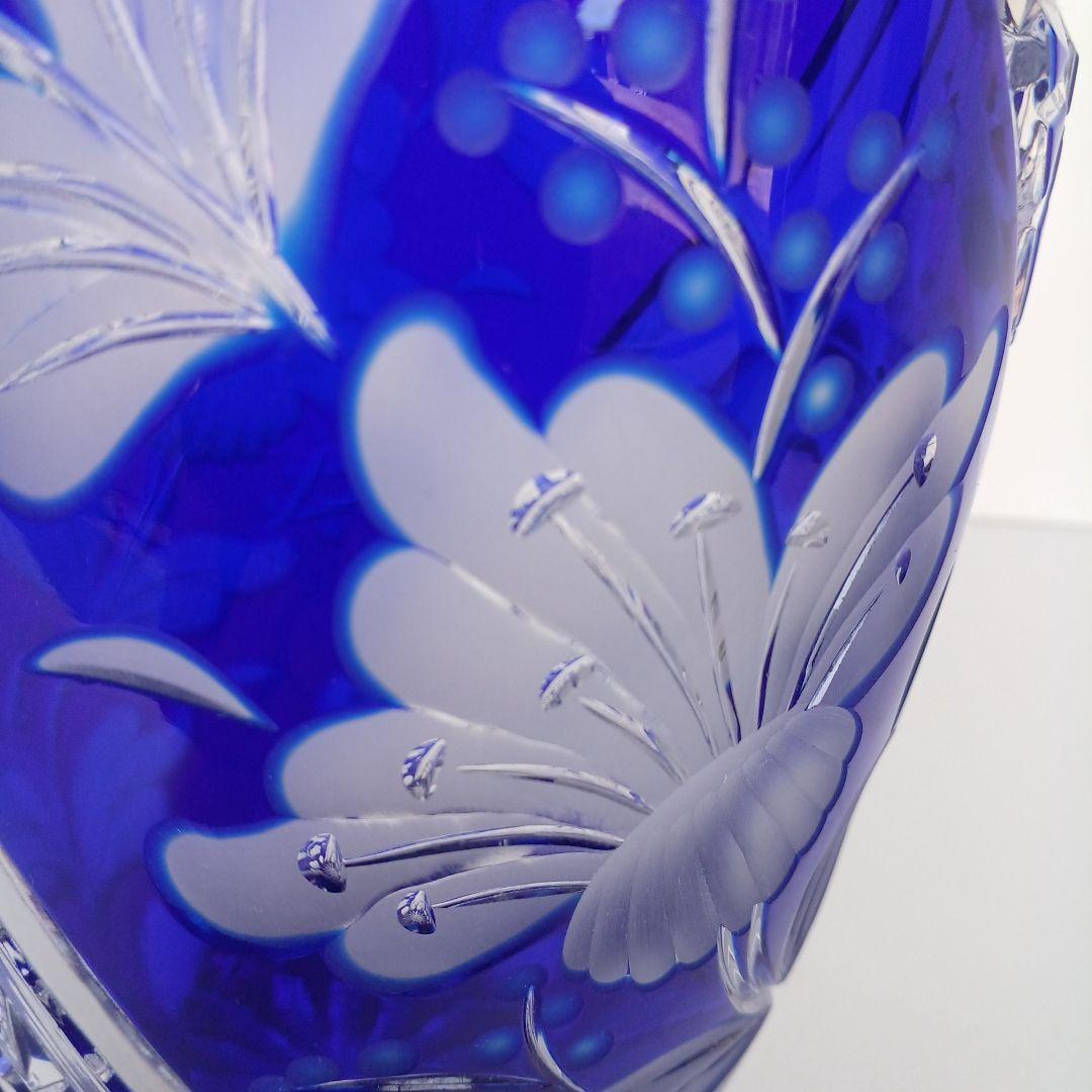 アルンシュタットクリスタル　切子花瓶　ドイツ製　コバルトブルー