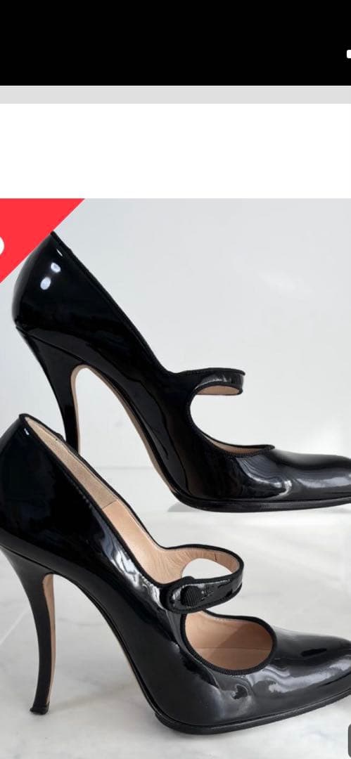 マノロブラニクメリージェーン37ブラックエナメルパテント23から23.5cm