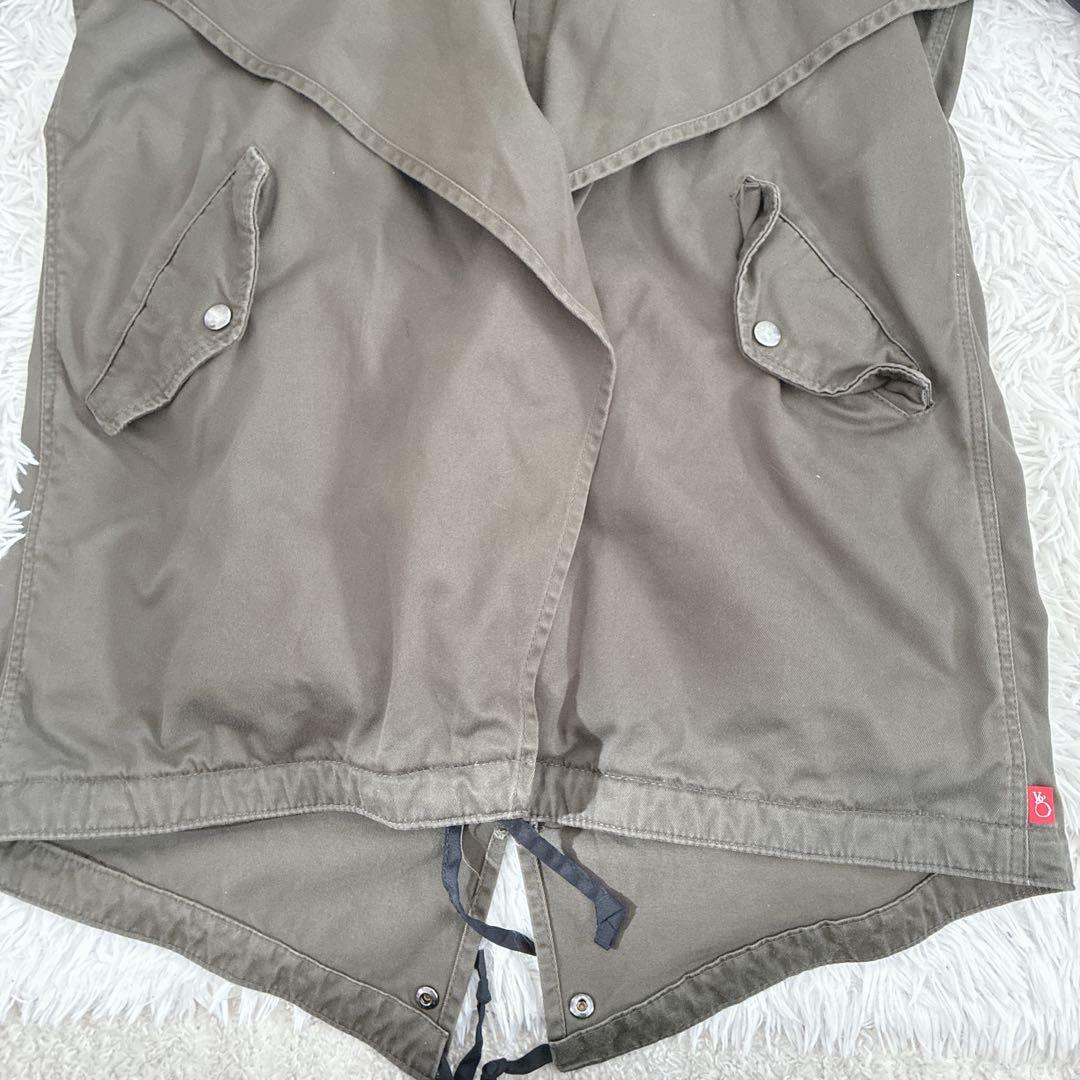 VIRGO モッズコート 変形デザイン ファー カウレザー 切替 カーキ 3