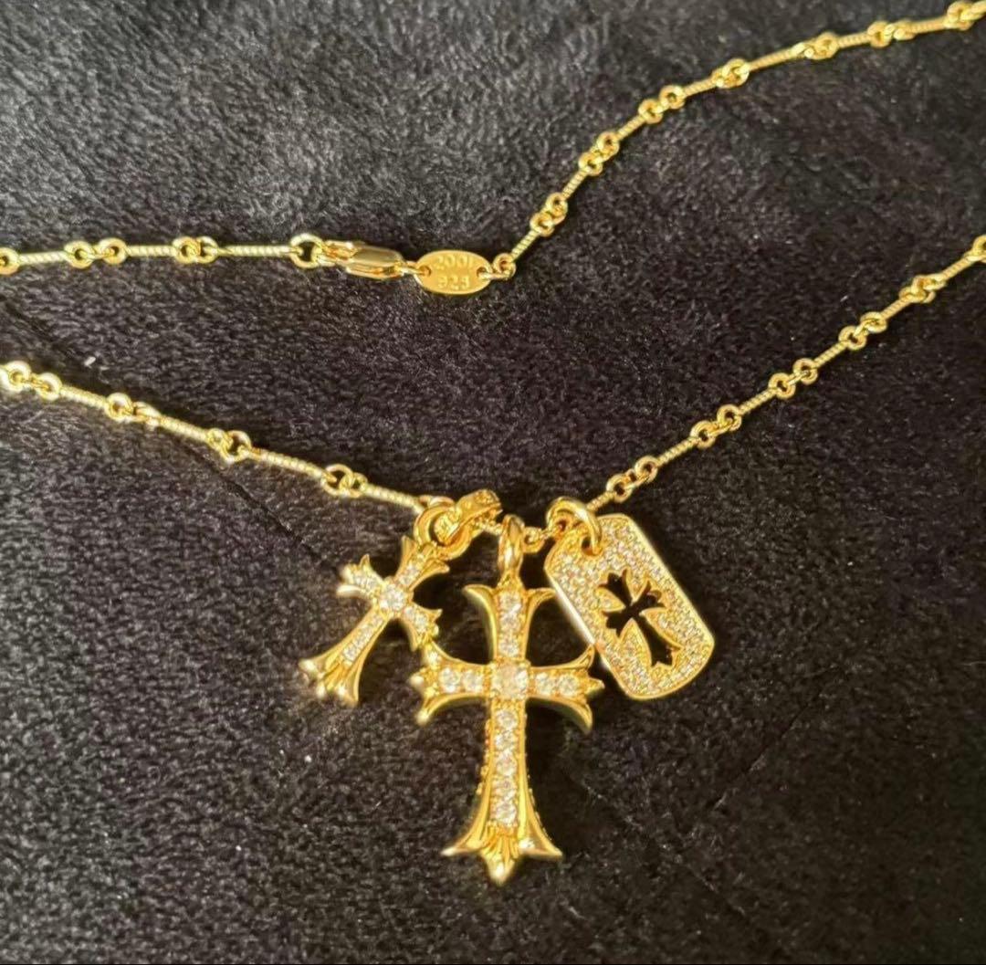 クロムハーツ 三連ネックレス ゴールド