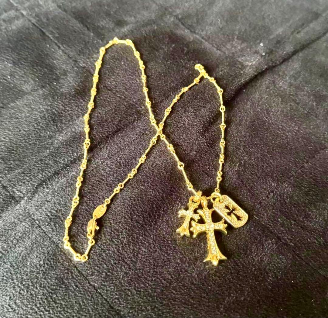 クロムハーツ 三連ネックレス ゴールド