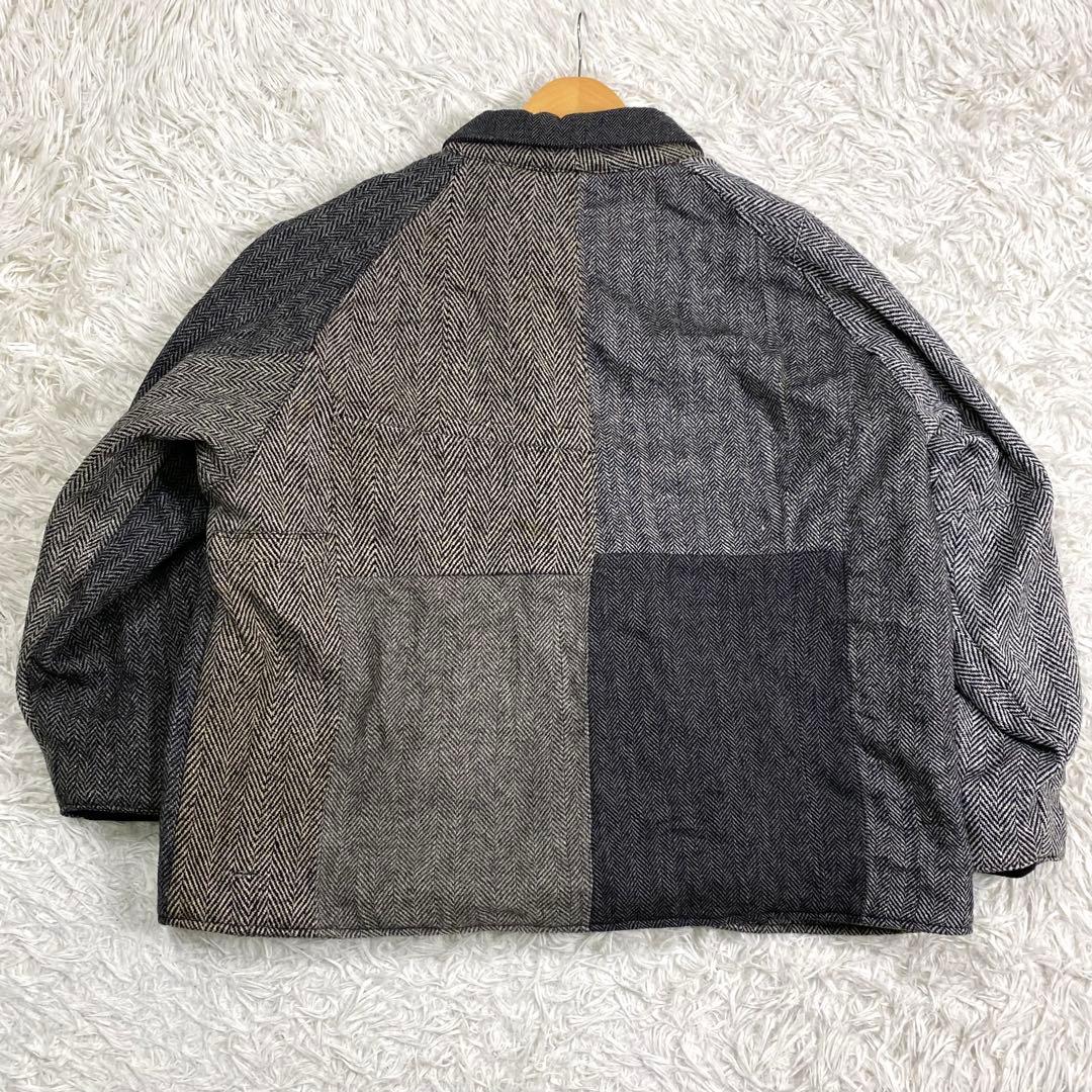 希少✨2XL相当 ハリスツイード クレイジーパターンヘリンボーン ブルゾン