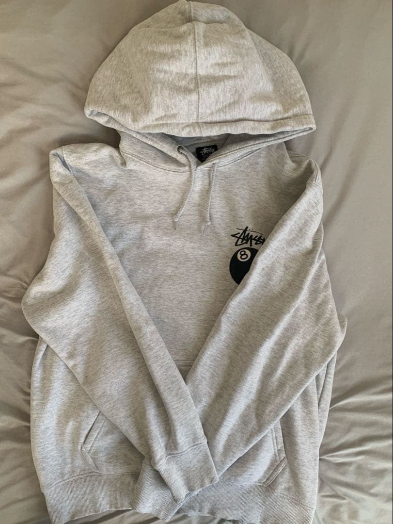 【美品レア】Stussy グレー 8ボールパーカー　Mサイズ 裏起毛