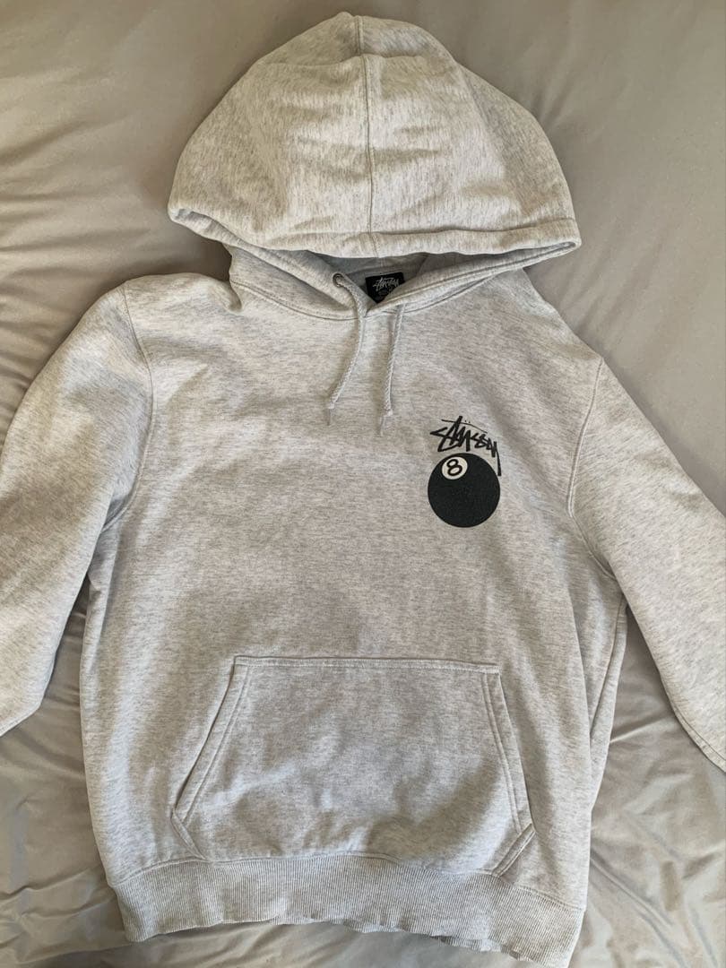 【美品レア】Stussy グレー 8ボールパーカー　Mサイズ 裏起毛