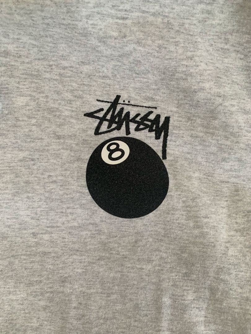 【美品レア】Stussy グレー 8ボールパーカー　Mサイズ 裏起毛