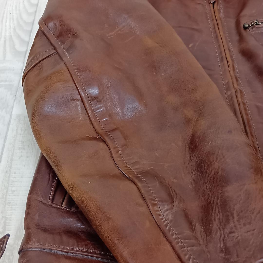 エアロレザー/レザージャケット/ハーフベルト/ブルゾン/ライダース/襟ボア/馬革