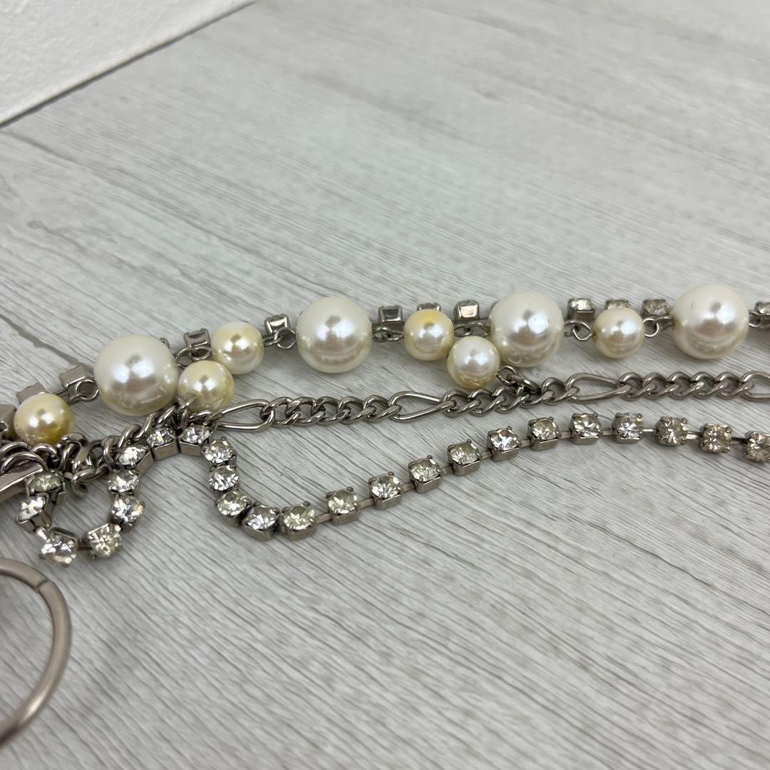 alice auaa ウエストチェーンベルト ライトストーン パール 4連