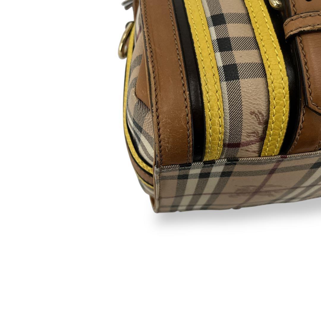 S様　バーバリー　ミニボストン　ハンドバッグ　ノバチェック　シャドーホース