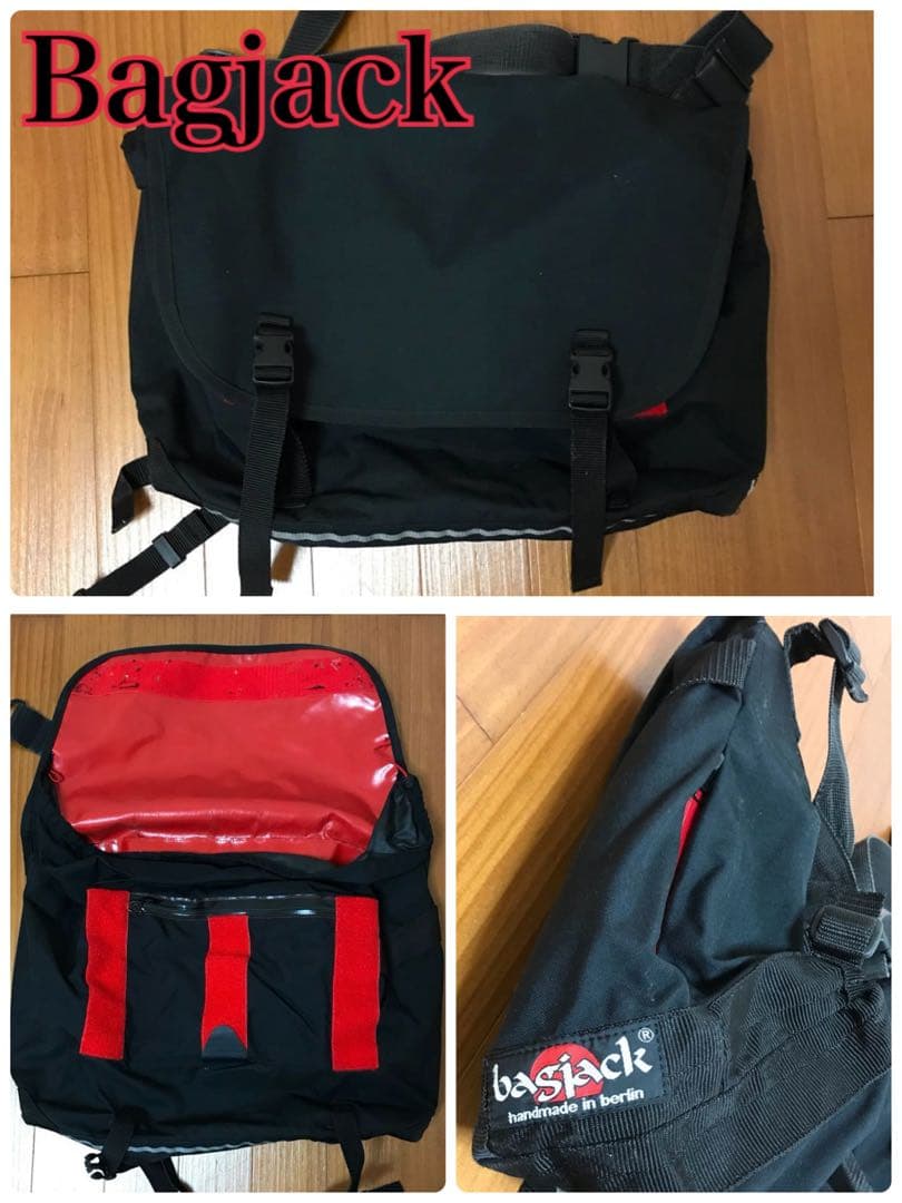【レアカラー】Bagjack　メッセンジャーバッグ　バッグジャック　黒×赤