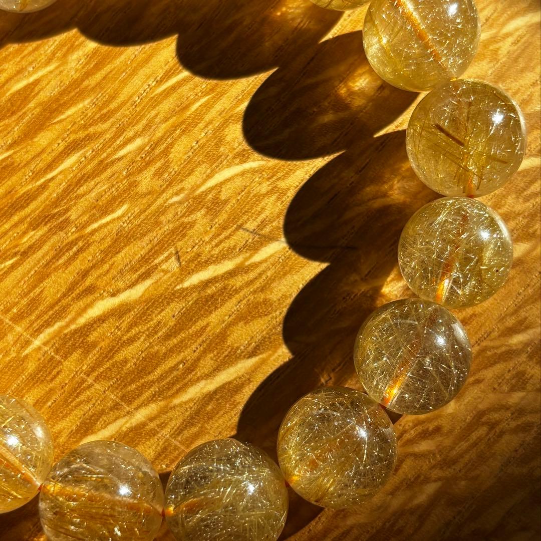 ✨高品質・キラキラ✨ゴールドルチルクォーツ　ブレスレット　13mm