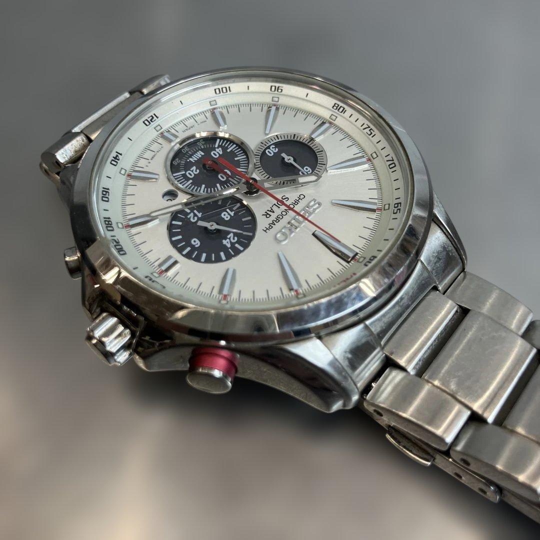 SEIKO アナログクォーツソーラー クロノグラフ V175-0DM0 腕時計