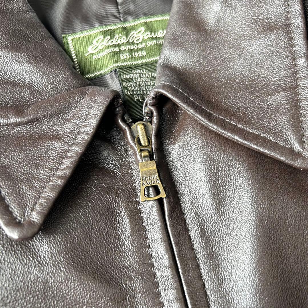 美品✨　エディーバウアー　レザージャケット　シングルライダース　本革　ブラウン
