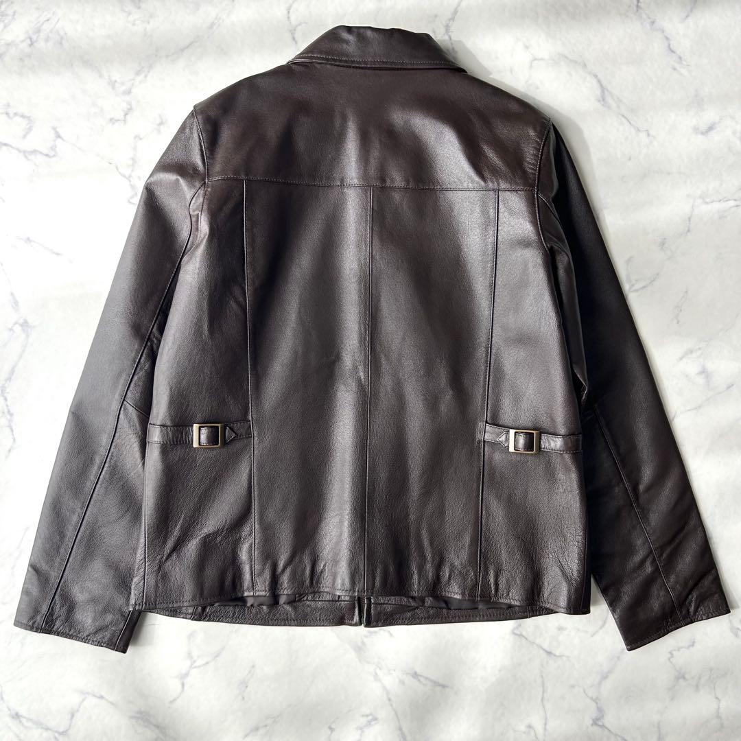 美品✨　エディーバウアー　レザージャケット　シングルライダース　本革　ブラウン
