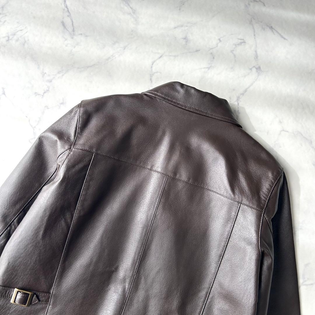 美品✨　エディーバウアー　レザージャケット　シングルライダース　本革　ブラウン