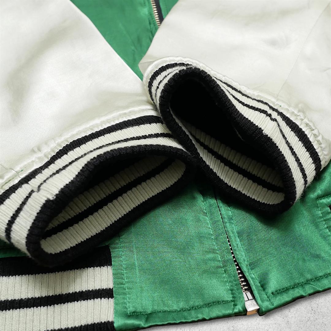 美品【参丸一】スカジャン XL ファスナーの中住蛙 桜蛙 リバーシブル グリーン