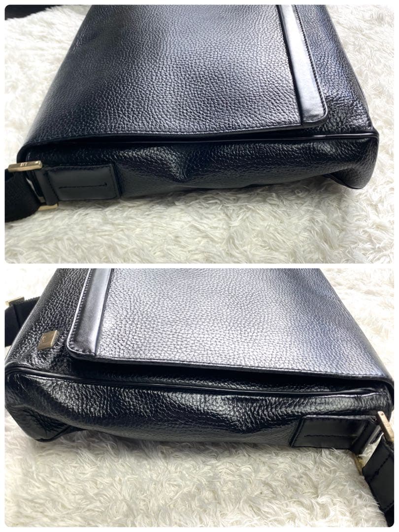 ダンヒル　メッセンジャーバッグ　オールレザーシボ革　クロスボディ　ビジネス