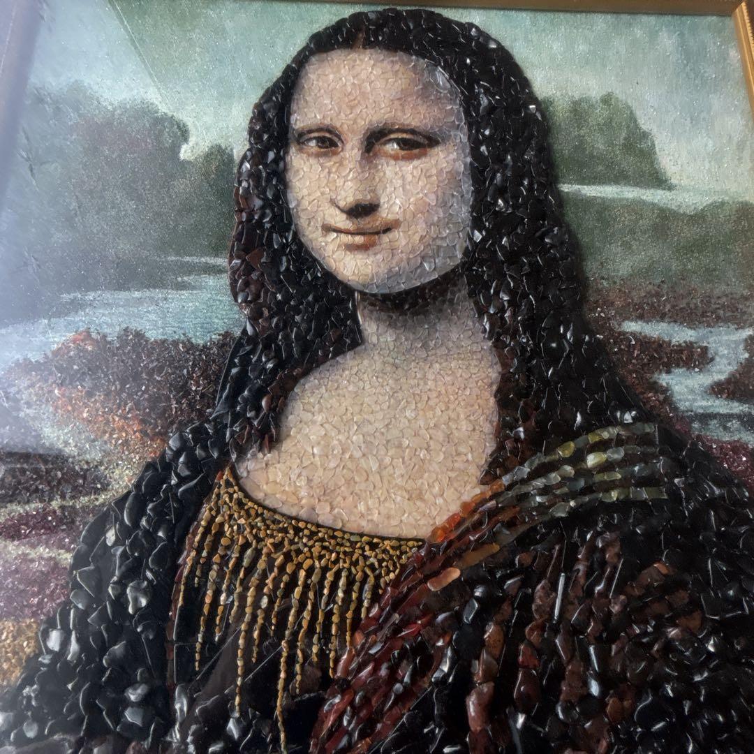 モナリザ 宝石画 絵画 金色フレーム　ストーン　希少　アンティーク