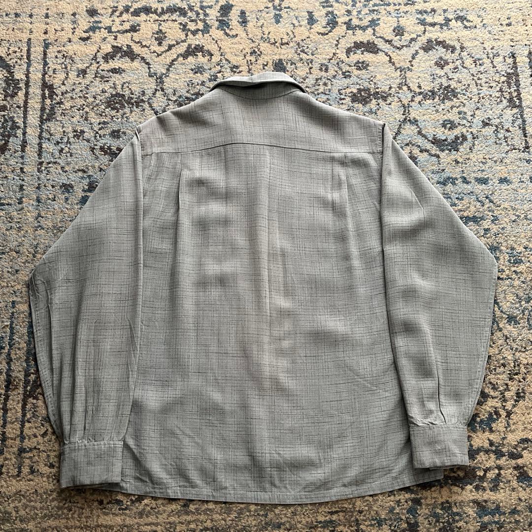 60s レーヨン シャツ カスリ オープンカラー 検 50s 40sヴィンテージ