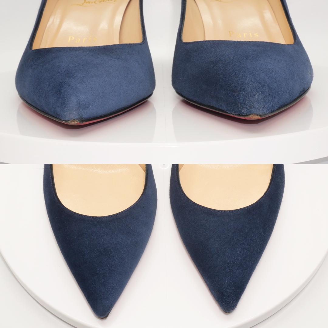 37　Christian Louboutin　ルブタン　紺　ウェッジソール