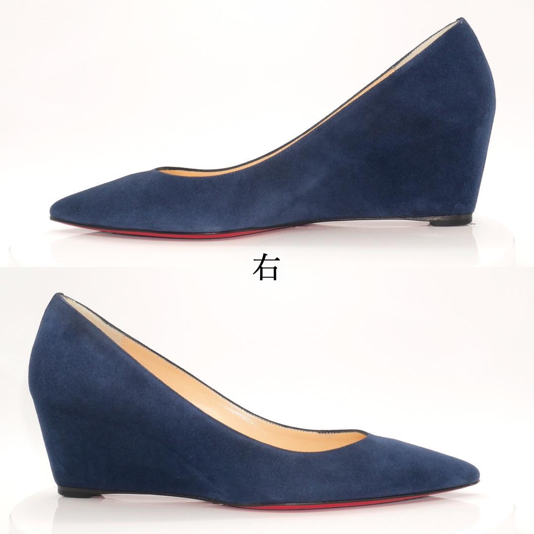 37　Christian Louboutin　ルブタン　紺　ウェッジソール