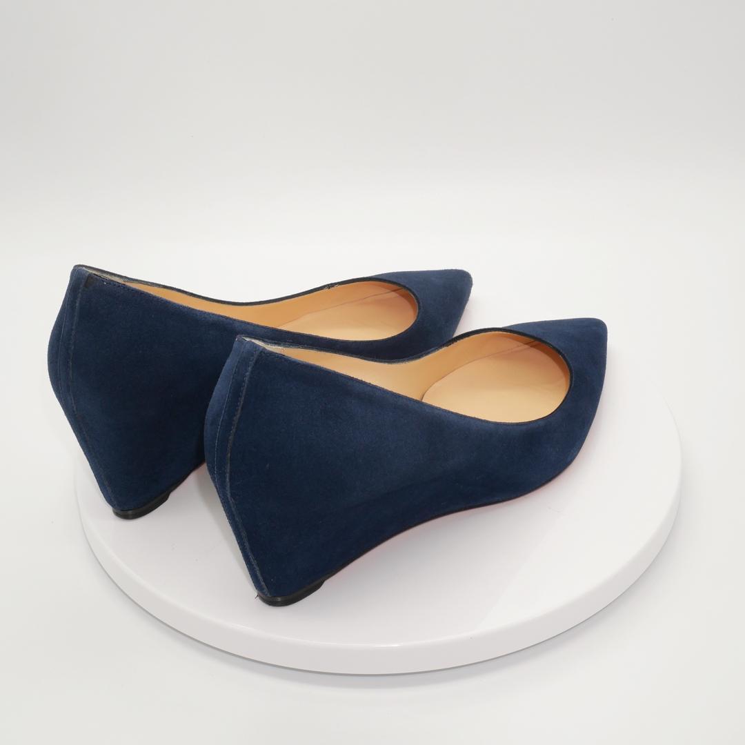 37　Christian Louboutin　ルブタン　紺　ウェッジソール