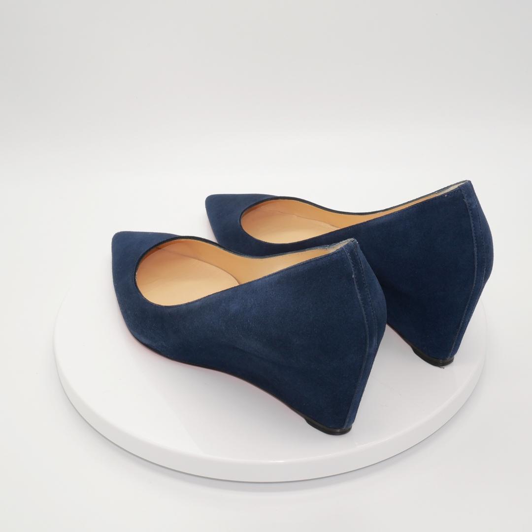 37　Christian Louboutin　ルブタン　紺　ウェッジソール