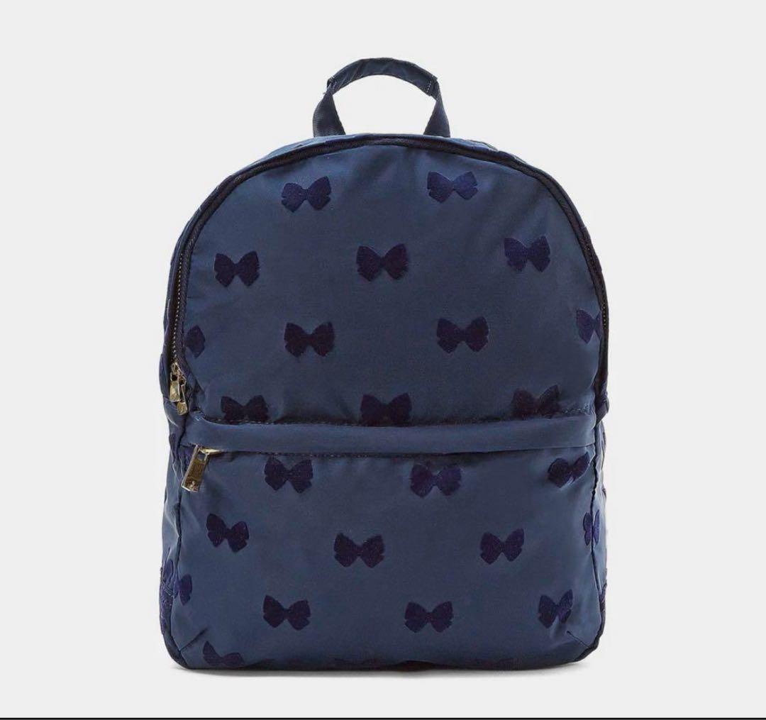 Jacadi リボン柄 ネイビー リュック