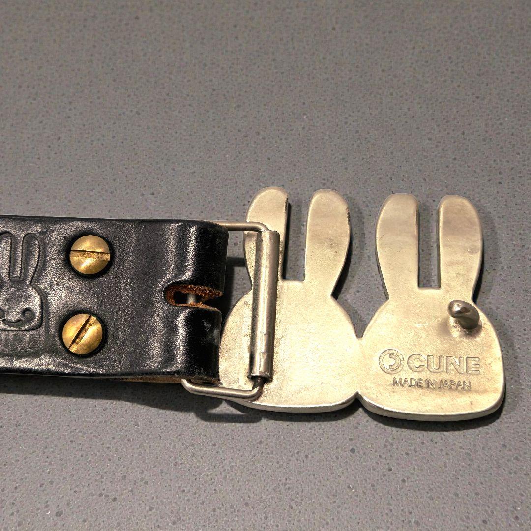 CUNE キューン ダブルうさぎ バックル レザーベルト ラインストーン 黒