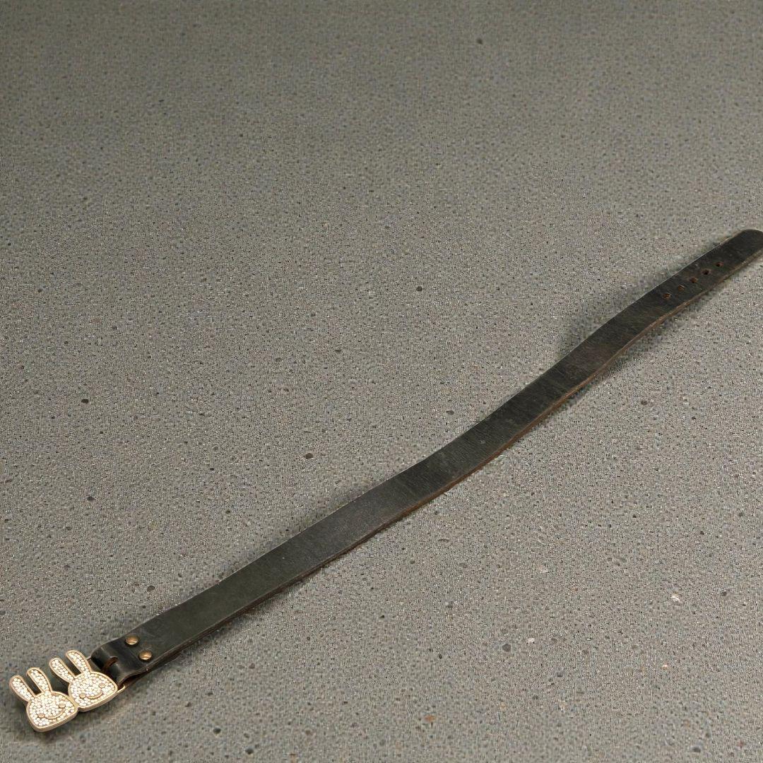 CUNE キューン ダブルうさぎ バックル レザーベルト ラインストーン 黒