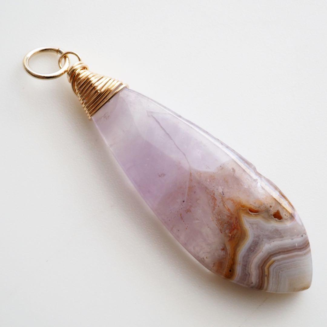 【blue.ks】No.3 アメジスト&クレイジーレースアゲート共生トップ