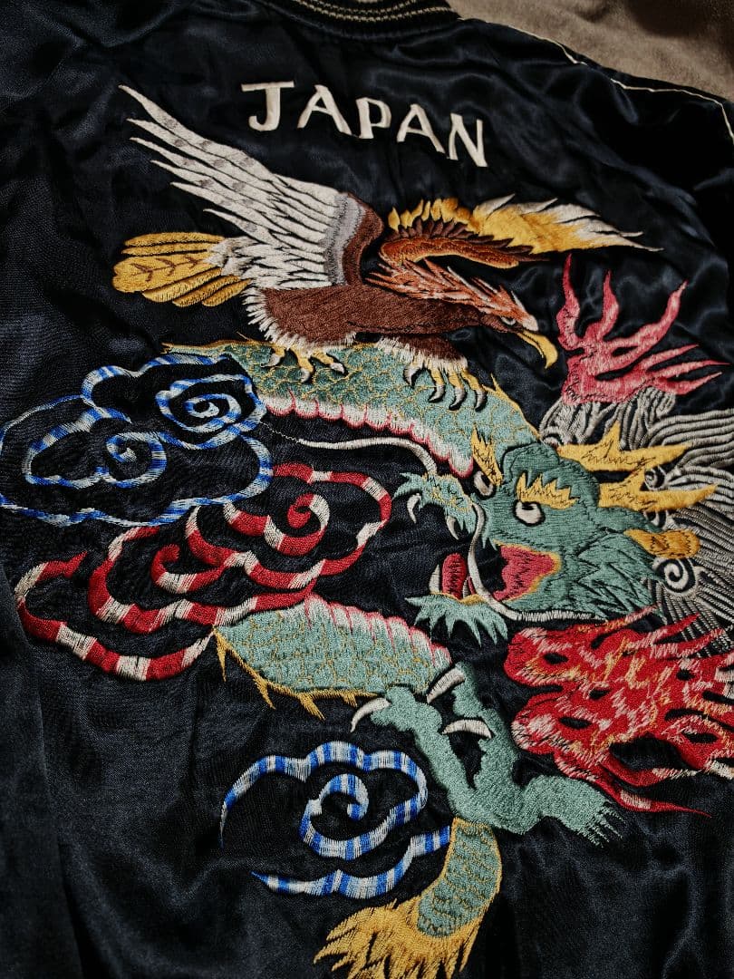 テーラー東洋２面用 龍スカル ワシ 日本限定 スカジャン vintage　サテン
