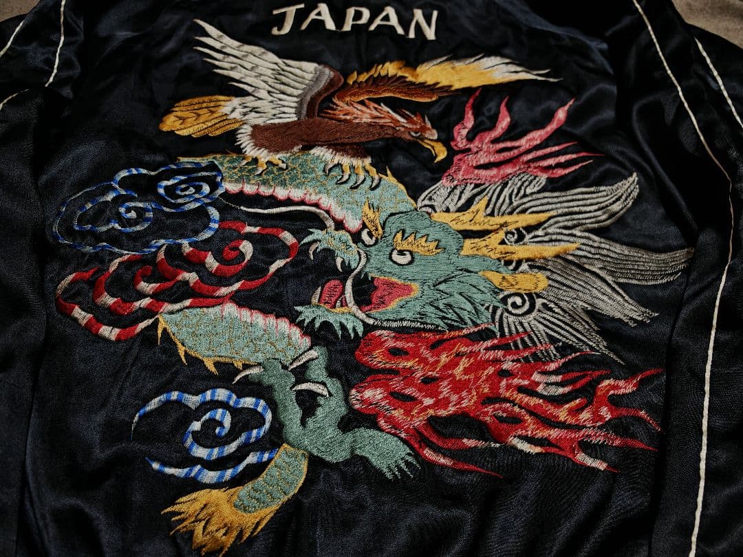 テーラー東洋２面用 龍スカル ワシ 日本限定 スカジャン vintage　サテン