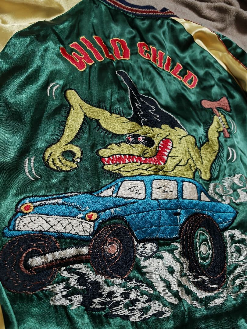 テーラー東洋２面用 龍スカル ワシ 日本限定 スカジャン vintage　サテン